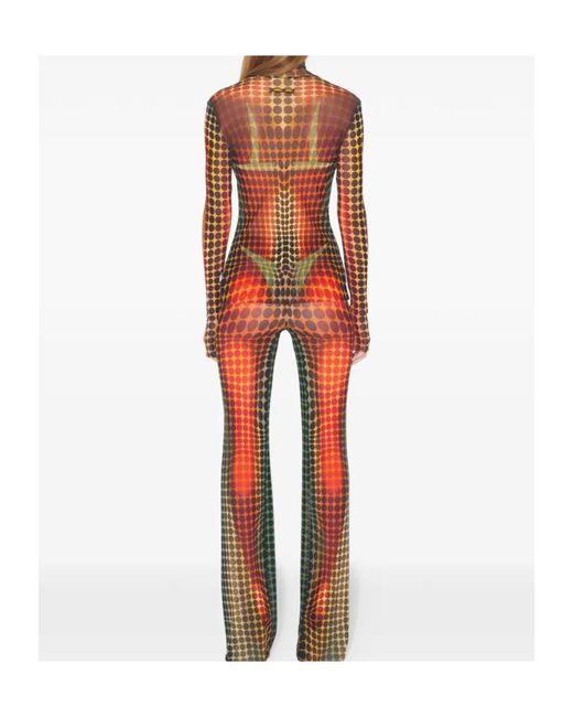 Jean Paul Gaultier Orange Optical Print Flared Pants
