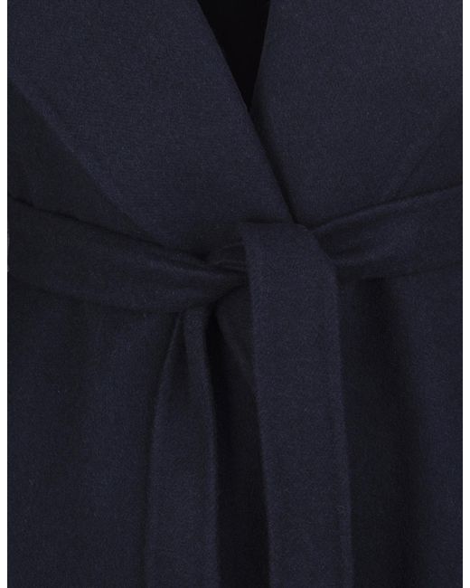 Max Mara Blue Doppia Girdle Coat