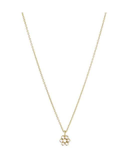 Sophie Bille Brahe Metallic Flower Pendant Diamond Necklace