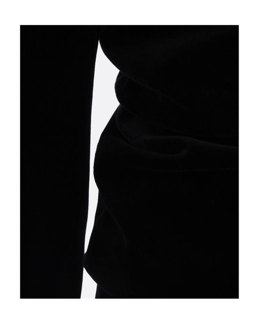 Tom Ford Black Plunging V-Neck Velvet Midi Dress
