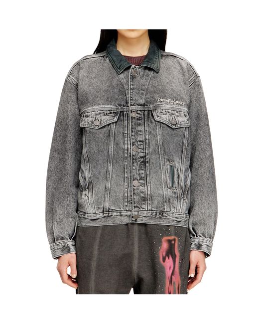 DIESEL Gray D-Denver Collar Denim Jacket for men