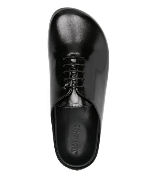 Jacquemus Black Lace-Up Flat Mules