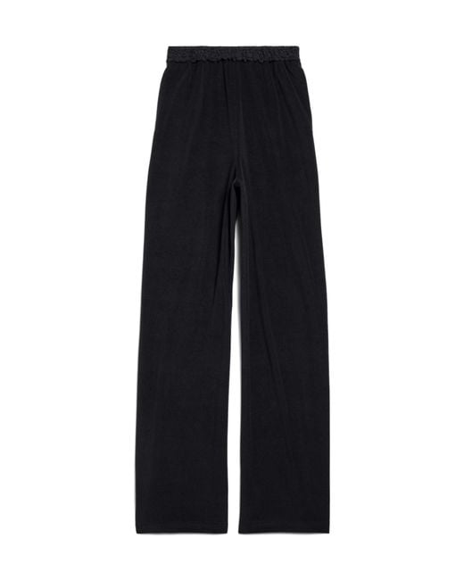 Balenciaga Black Lace Detailed Wide-Leg Pants