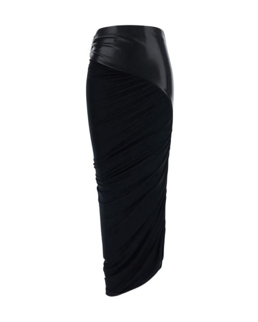 ANDAMANE Black Panelled Ruched Detail Skirt