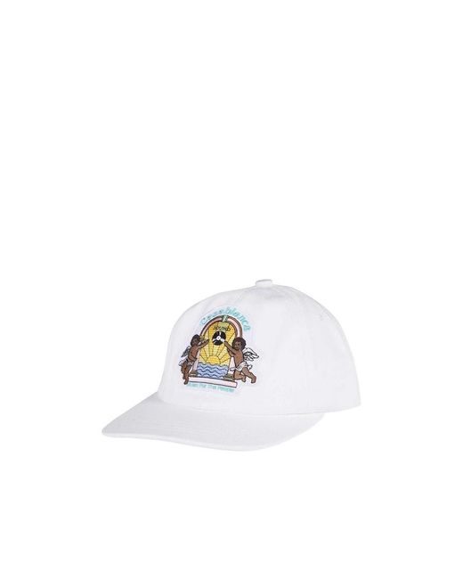 Casablanca White Logo Embroidered Baseball Cap for men