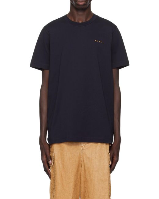 Marni Black Logo Printed Crewneck T-Shirt for men