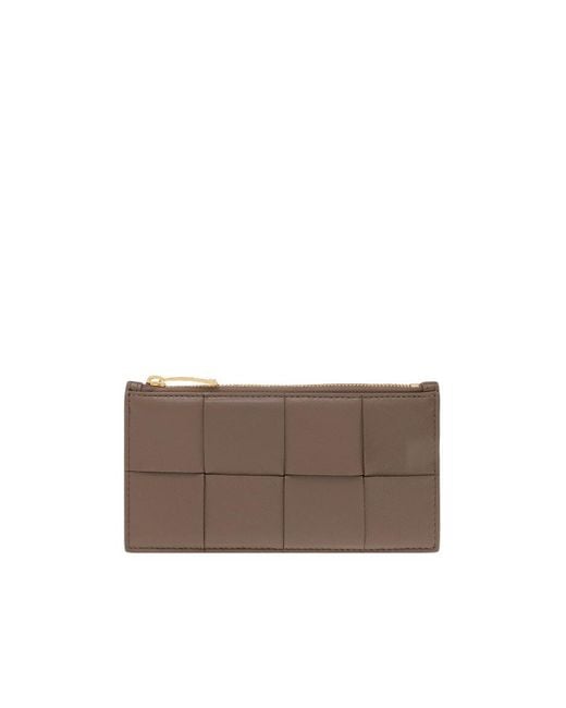 Bottega Veneta Brown Intreccio Zipped Wallet