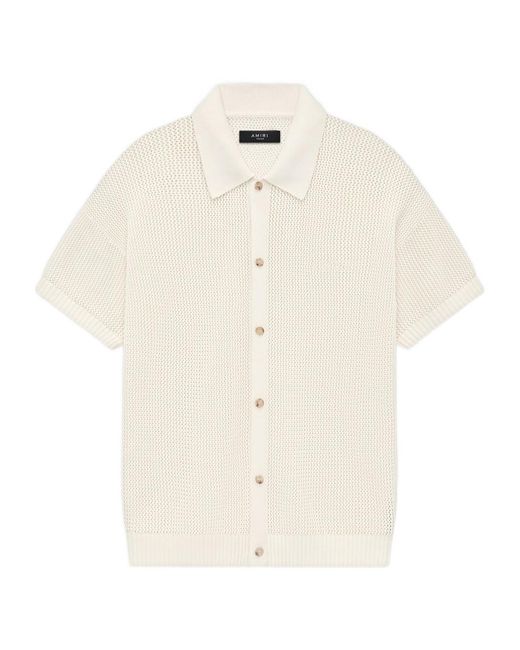 Amiri White Embroidered-Logo Crochet Shirt for men