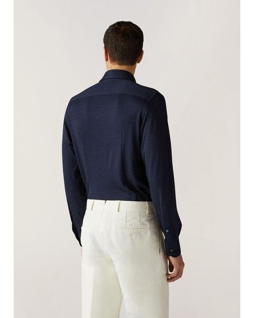 Loro Piana Blue Logo Long-Sleeved Shirt for men