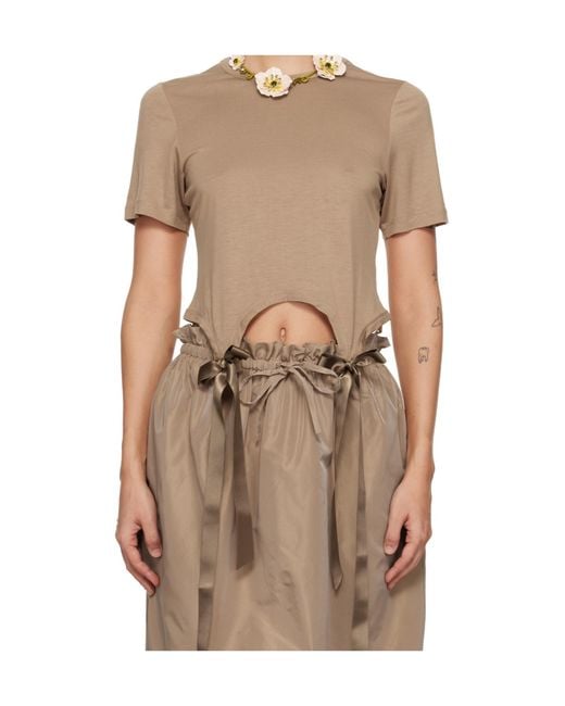 Simone Rocha Brown Bow Tail Easy T-Shirt