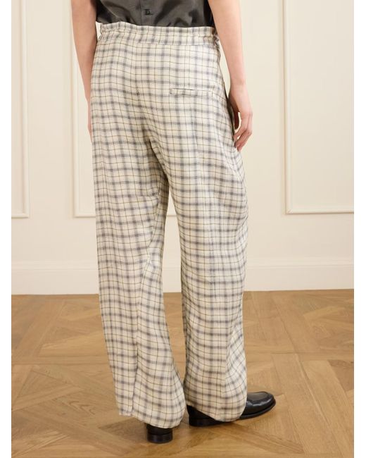 Kallmeyer White Clemence Pleated Plaid Casual Pants