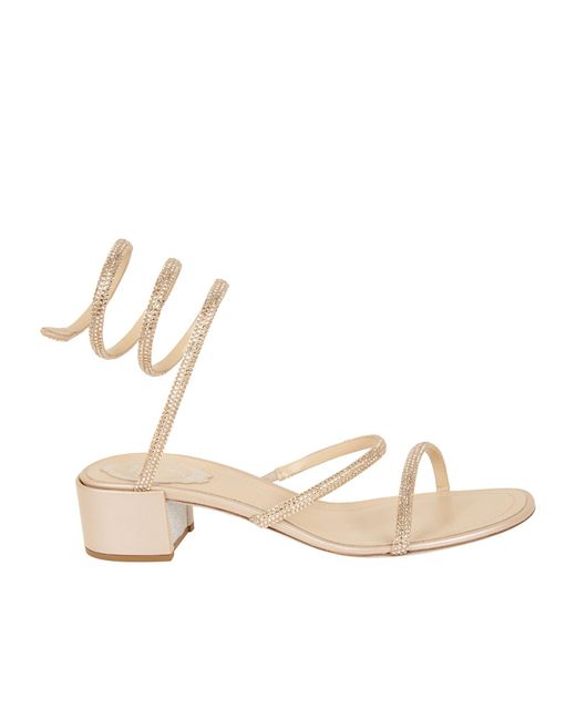 Rene Caovilla Natural Cleo Crystal-Embellished Sandals