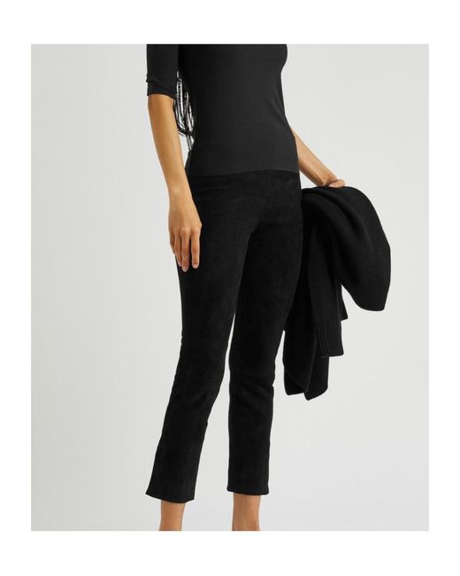 Vince Black Split-Cuff Suede Trousers