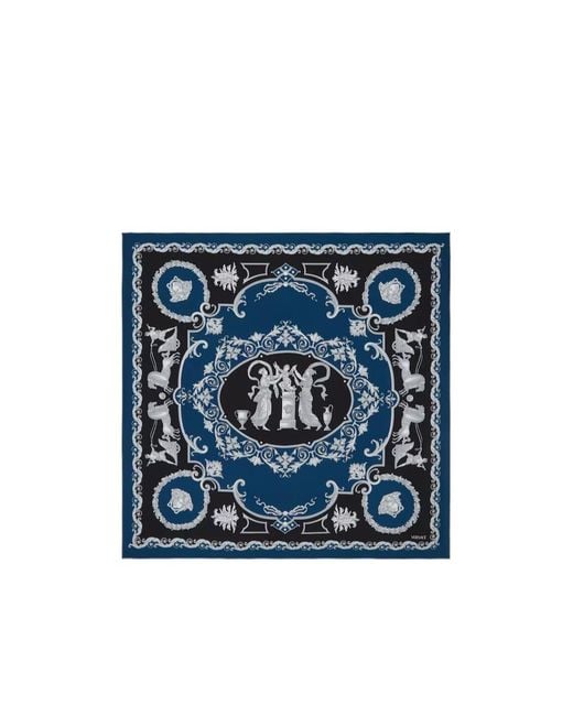 Versace Blue Geometric All Over Motif Scarf