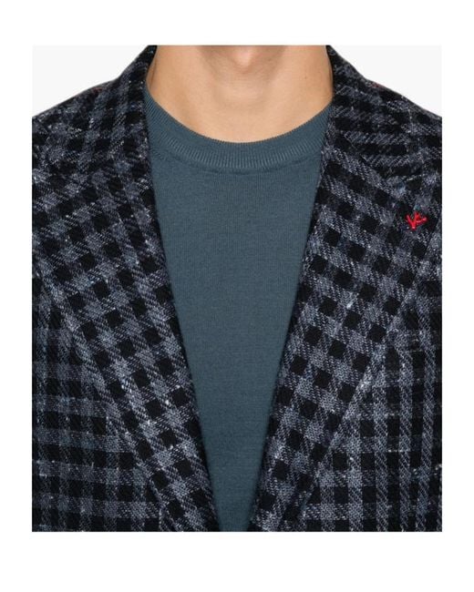 Isaia Blue Long-Sleeve Blazer for men