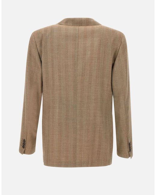 Biagio Santaniello Brown Single-Breasted Suit Jacket for men