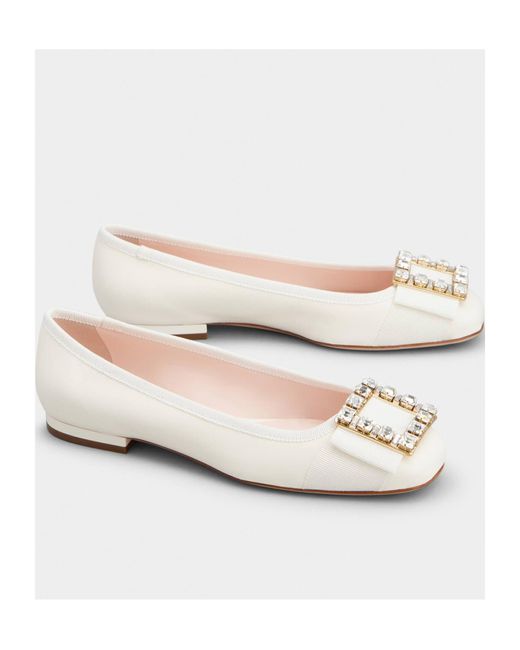 Roger Vivier Natural Embellished Slip-On Ballerinas