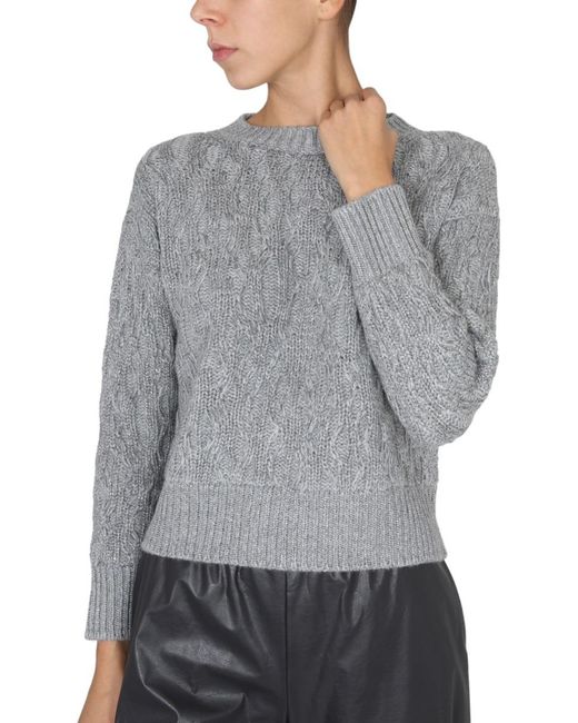 Fabiana Filippi Gray Lurex Detailed Cable Knitted Jumper