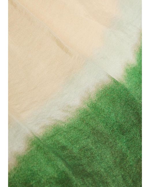 Vince Green Dip-Dye Pleated Woven Mini Skirt