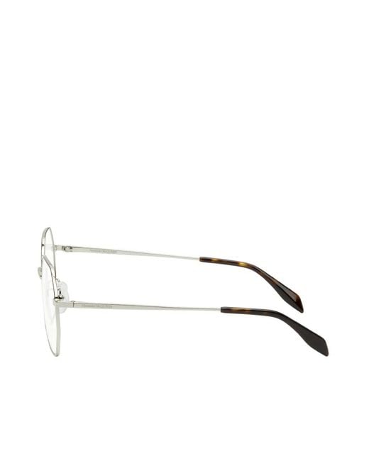 McQueen White Eyewear Hexagon Frame Glasses for men