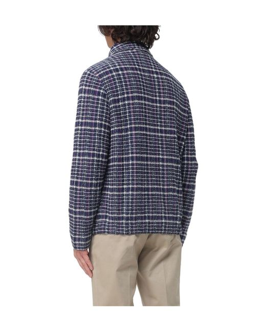 Etro Blue Check Pocket Jackets for men