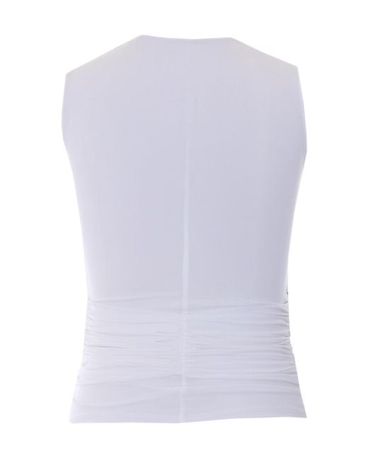 Elisabetta Franchi White Jewel-Detail Sleeveless Jersey Top