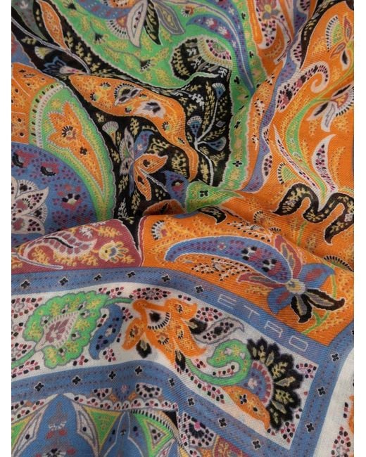 Etro Blue Paisley Patterned Scarf