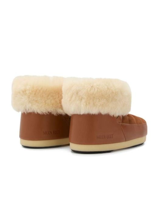 Moon Boot Brown Quilted Round-Toe Ankle Boots