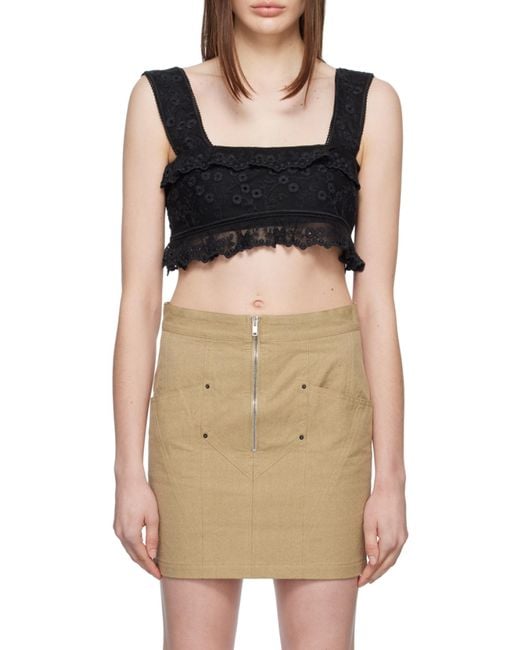Isabel Marant Gray Lace-Trim Cropped Top