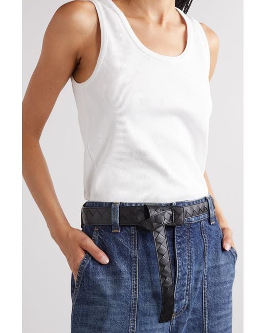 Bottega Veneta White Weave A Belt