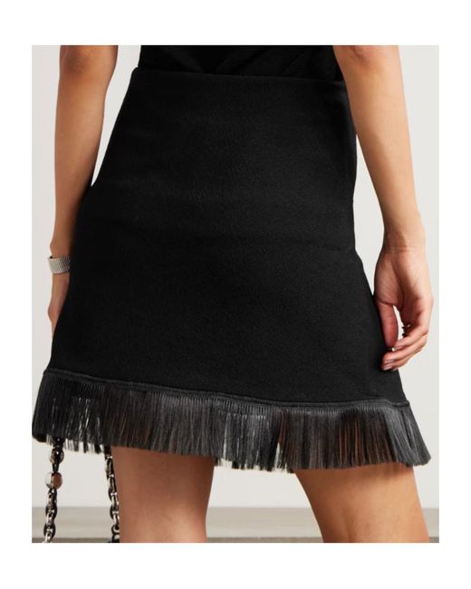 Jil Sander Black High Waist Fringed Mini Skirt