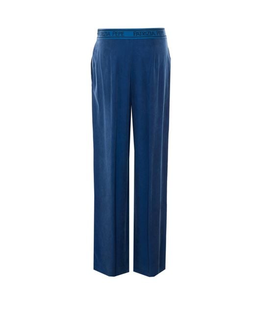 Patrizia Pepe Blue Elastic Waistband Fluid Pants