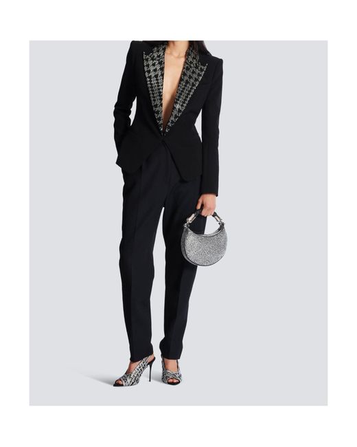 Balmain Gray Ebene Embellished Mini Hand Bag