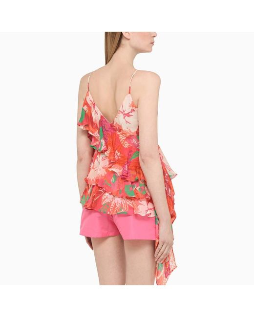 MSGM Red Lotus Leaf Blouse