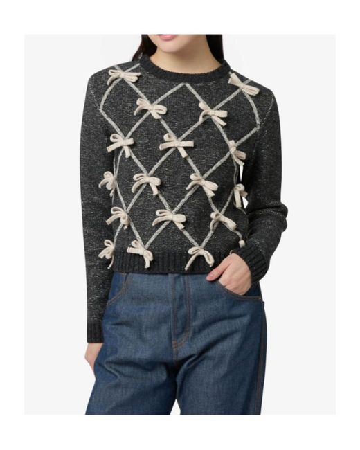 Moschino Black Wool-And-Silk Blend Sweater With Bows