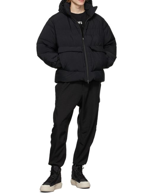 Y-3 Blue Logo-Print Puffer Jacket for men