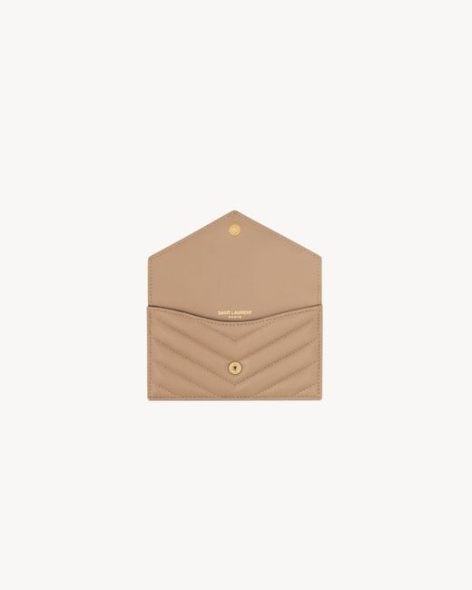 Saint Laurent Natural Cassandre Matelassé Card Case
