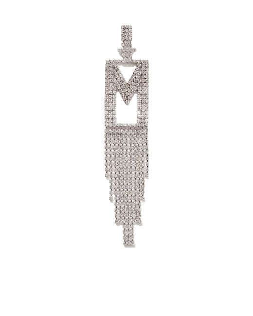 retroféte White Alphabet Rhodium-Plated Crystal Single Earring