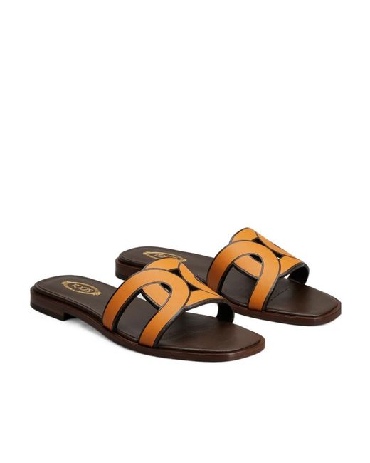 Tod's Brown Chain Open-Toe Sandals