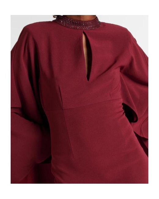 Roland Mouret Red Caped Crystal-Embellished Gown