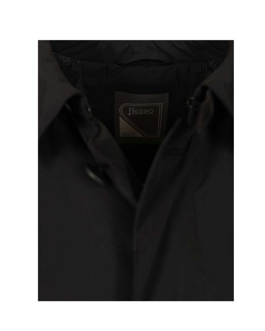 Herno Black Down Trench Coat for men