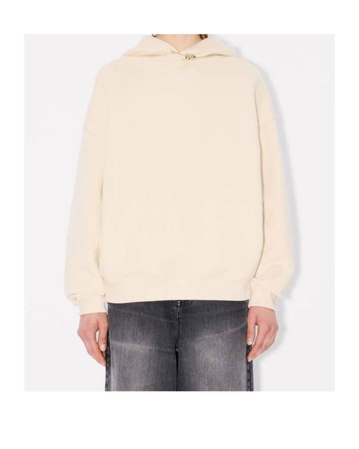 KENZO Natural 'Boke Flower' Pin Oversized Hoodie