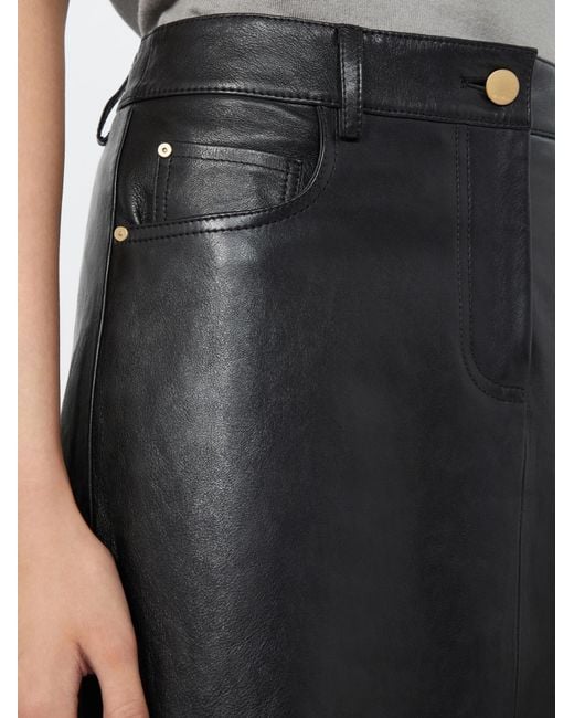Max Mara Black Leather Panelled Skirt