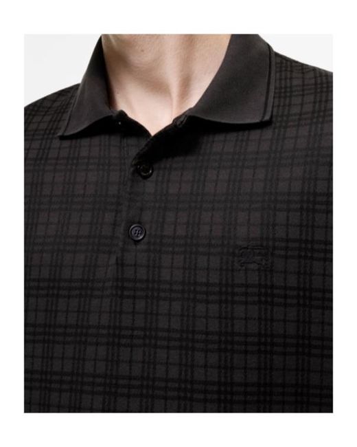 Burberry Black Check Cotton Blend Polo Shirt for men