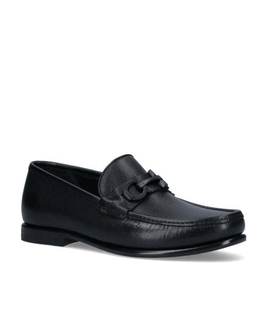 Ferragamo Black Round-Headed Loafers for men