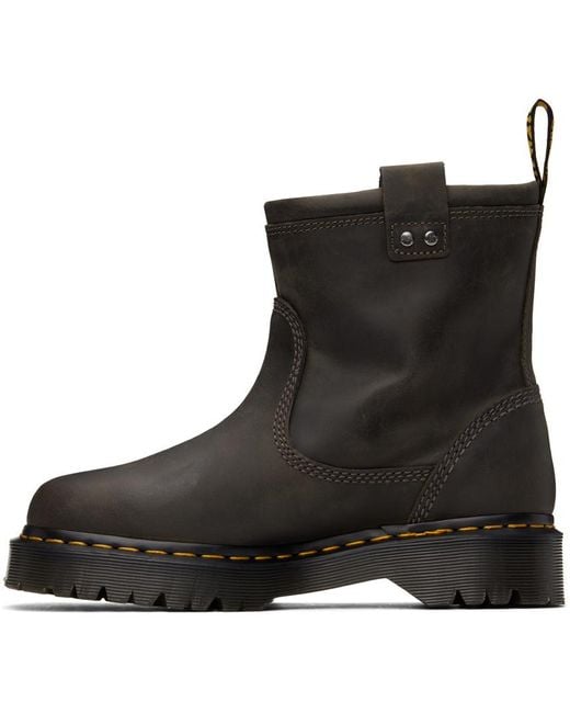 Dr. Martens Black Anistone Lo Leather Biker Boots for men