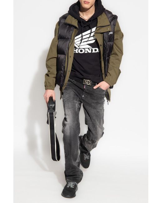 DSquared² Blue X Honda Long-Sleeved Drawstring Hoodie for men