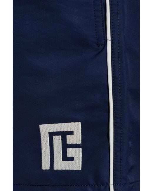 Balmain Blue Drawstring Swim Trunks for men