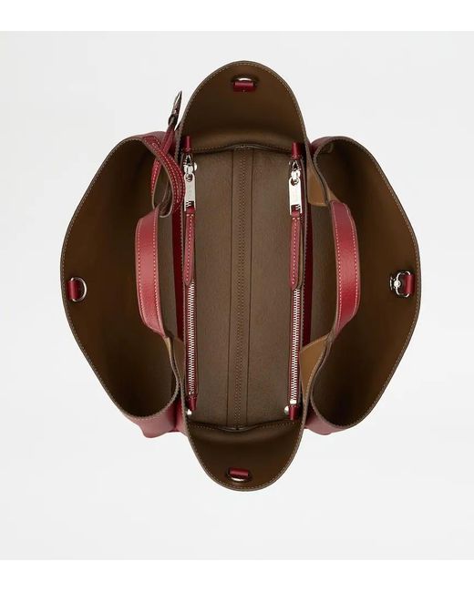 Tod's Red Logo Plaque Top Handle Bag