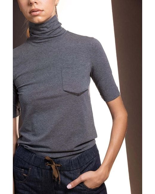 Brunello Cucinelli Gray Chest Pocket Cotton T-Shirt